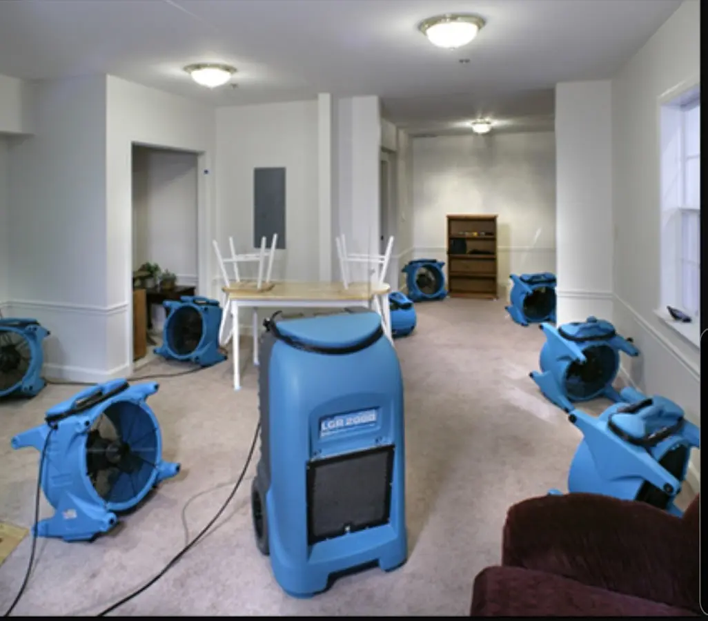 Air movers and dehumidifier setup for Water Extraction & Removal in Picayune